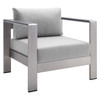 Shore Sunbrella® Fabric Outdoor Patio Aluminum 7 Piece Sectional Sofa Set / EEI-5481