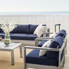 Shore 7 Piece Sunbrella® Fabric Outdoor Patio Aluminum Sectional Sofa Set / EEI-5481
