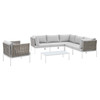 Harmony 7-Piece  Sunbrella® Basket Weave Outdoor Patio Aluminum Sectional Sofa Set / EEI-4935