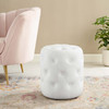 Amour Tufted Button Round Faux Leather Ottoman / EEI-3777