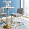 Privy Gold Stainless Steel Upholstered Fabric Counter Stool / EEI-3852