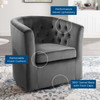 Prospect Tufted Performance Velvet Swivel Armchair / EEI-4138