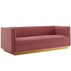 Sanguine Vertical Channel Tufted Upholstered Performance Velvet Sofa and Armchair Set / EEI-4143