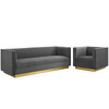 Sanguine Vertical Channel Tufted Upholstered Performance Velvet Sofa and Armchair Set / EEI-4143