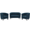 Prospect 3 Piece Upholstered Fabric Loveseat and Armchair Set / EEI-3149