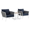 Stance 3 Piece Outdoor Patio Aluminum Sectional Sofa Set / EEI-3163