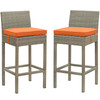 Conduit Outdoor Patio Wicker Rattan Bar Stool Set of 2 / EEI-3604