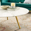 Lippa 40" Round Artificial Marble Coffee Table with Tripod Base / EEI-3672