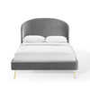 Mira Upholstered Performance Velvet Queen Platform Bed / MOD-6131
