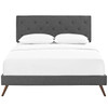 Tarah Queen Fabric Platform Bed with Round Splayed Legs / MOD-5979