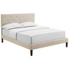 Tarah King Fabric Platform Bed with Squared Tapered Legs / MOD-5989