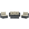 Summon 5 Piece Outdoor Patio Sunbrella® Sectional Set / EEI-1896