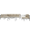 Shore 6 Piece Outdoor Patio Aluminum Sectional Sofa Set / EEI-2558