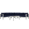 Shore 6 Piece Outdoor Patio Aluminum Sectional Sofa Set / EEI-2561