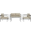 Shore 4 Piece Outdoor Patio Aluminum Sectional Sofa Set / EEI-2567