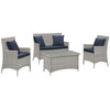 Bridge 4 Piece Outdoor Patio Patio Conversation Set with Pillow Set / EEI-2763