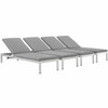 Shore Outdoor Patio Aluminum Chaise with Cushions Set of 4 / EEI-2738