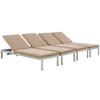 Shore Outdoor Patio Aluminum Chaise with Cushions Set of 4 / EEI-2738