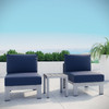 Shore 3 Piece Outdoor Patio Aluminum Sectional Sofa Set / EEI-2598