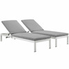 Shore Chaise with Cushions Outdoor Patio Aluminum Set of 2 / EEI-2737