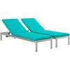 Shore Chaise with Cushions Outdoor Patio Aluminum Set of 2 / EEI-2737