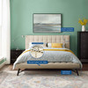 Julia Queen Biscuit Tufted Upholstered Fabric Platform Bed / MOD-6007