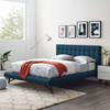 Julia Queen Biscuit Tufted Upholstered Fabric Platform Bed / MOD-6007