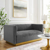 Sanguine Vertical Channel Tufted Performance Velvet Loveseat / EEI-4530