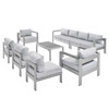 Shore 8 Piece Sunbrella® Fabric Outdoor Patio Aluminum Sectional Sofa Set / EEI-5482