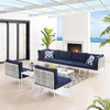 Harmony 8-Piece  Sunbrella® Basket Weave Outdoor Patio Aluminum Sectional Sofa Set / EEI-4942