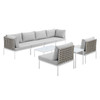 Harmony 8-Piece  Sunbrella® Basket Weave Outdoor Patio Aluminum Sectional Sofa Set / EEI-4942