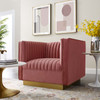 Sanguine Vertical Channel Tufted Accent Performance Velvet Armchair / EEI-3406