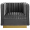 Sanguine Vertical Channel Tufted Accent Performance Velvet Armchair / EEI-3406