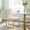 Privy Gold Stainless Steel Upholstered Fabric Dining Accent Chair / EEI-3743