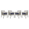 Aura Dining Armchair Outdoor Patio Wicker Rattan Set of 4 / EEI-3594