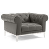 Idyll Tufted Button Upholstered Leather Chesterfield Armchair / EEI-3443