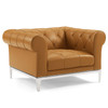 Idyll Tufted Button Upholstered Leather Chesterfield Armchair / EEI-3443