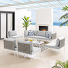 Harmony 8-Piece  Sunbrella® Basket Weave Outdoor Patio Aluminum Sectional Sofa Set / EEI-4939