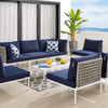 Harmony 8-Piece  Sunbrella® Basket Weave Outdoor Patio Aluminum Sectional Sofa Set / EEI-4939