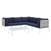 Harmony 6-Piece  Sunbrella® Basket Weave Outdoor Patio Aluminum Sectional Sofa Set / EEI-4926