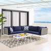 Harmony 6-Piece  Sunbrella® Basket Weave Outdoor Patio Aluminum Sectional Sofa Set / EEI-4927