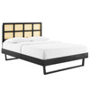Sidney Cane and Wood Queen Platform Bed With Angular Legs / MOD-6369