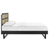 Sidney Cane and Wood Queen Platform Bed With Angular Legs / MOD-6369