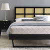 Sidney Cane and Wood Queen Platform Bed With Angular Legs / MOD-6369