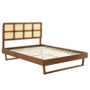 Sidney Cane and Wood Queen Platform Bed With Angular Legs / MOD-6369