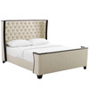 Galia Queen Upholstered Linen Fabric Platform Bed / MOD-6052