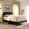 Corene Queen Vinyl Platform Bed with Round Splayed Legs / MOD-5946