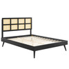 Sidney Cane and Wood Queen Platform Bed With Splayed Legs / MOD-6370