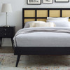 Sidney Cane and Wood Queen Platform Bed With Splayed Legs / MOD-6370