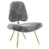 Ponder Upholstered Sheepskin Fur Lounge Chair / EEI-2810